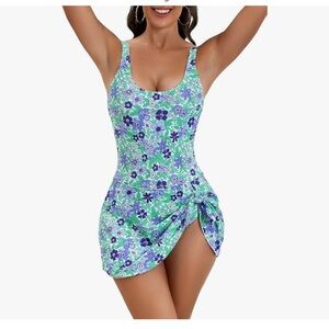 One Piece Swimdress Swimsuits for Women Tummy Control Large NWT